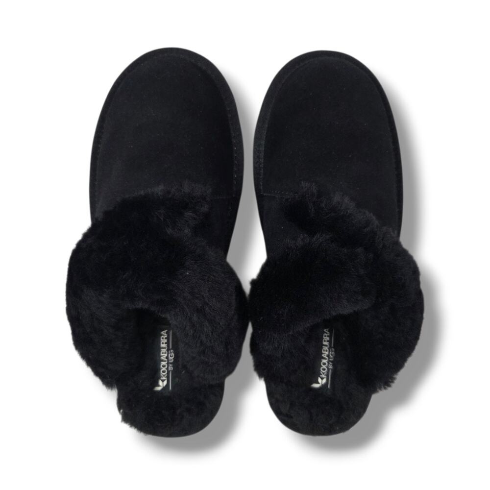 Koolaburra by UGG Milo Womens Size 8 Suede Slippers Black Slip On 1015823 BBBCK